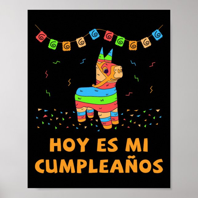 Póster Hoy es mi Cumpleanos Pinata cumpleaños cinco de ma (Frente)