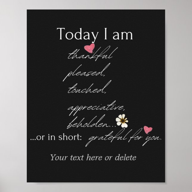Póster Hoy estoy agradecido por el personalizable inspira (Frente)