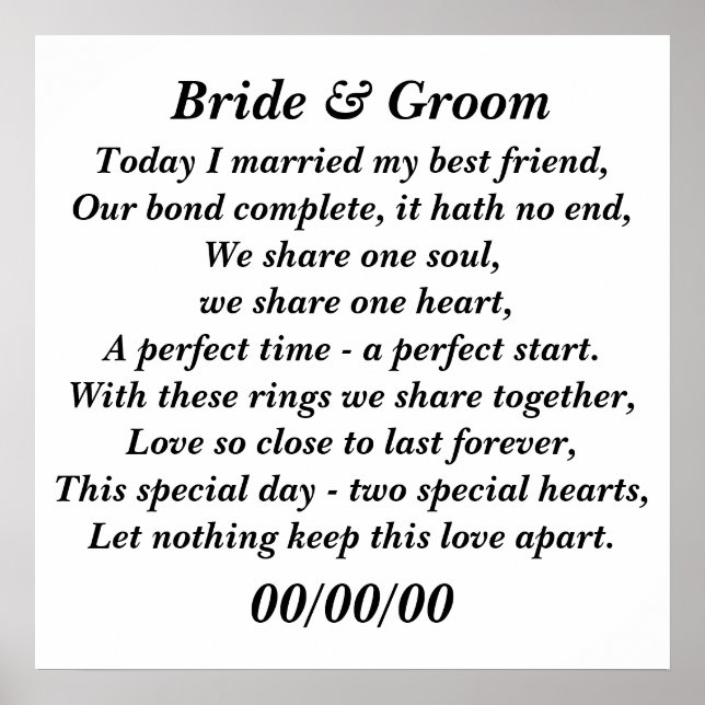 Póster ¡Hoy me casé con mi mejor amigo personalizar! (Frente)