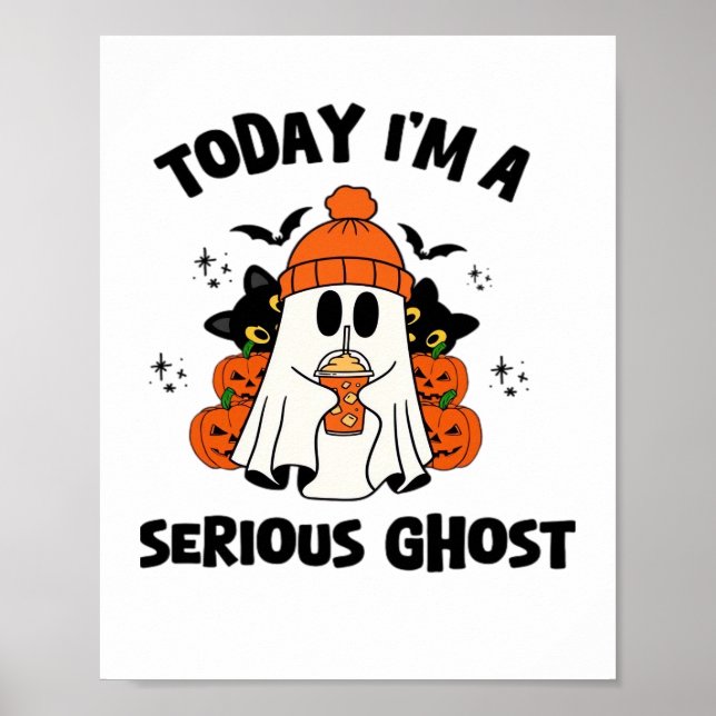 PÓSTER HOY SOY UN GRAVE CAFÉ DE FANTASMA DE HALLOWEEN (Frente)