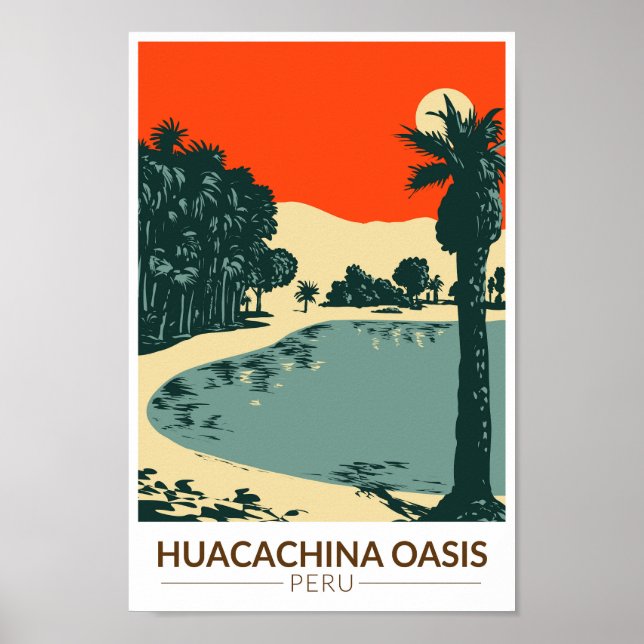 Póster Huacachina Perú Vintage (Frente)