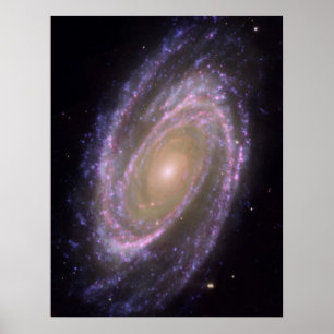 Póster Hubble - Galex - Imagen compuesta Spitzer de M81