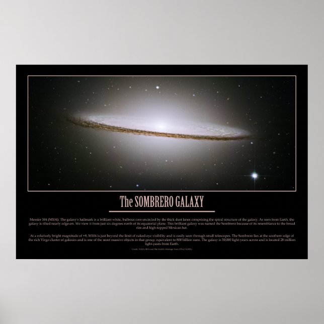 Póster HUBBLE - La GALAXIA SOMBRERO (Frente)