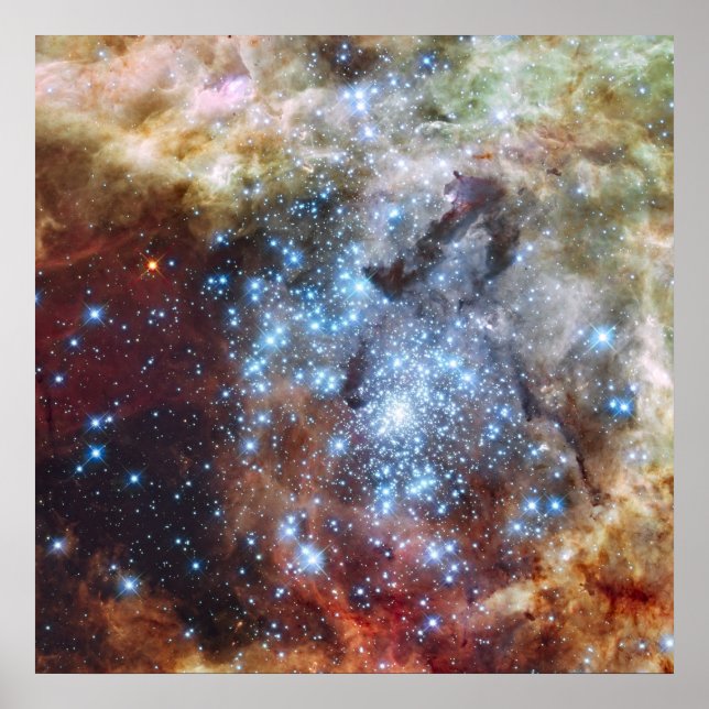 Póster Hubble observa los grupos de estrellas en un curso (Frente)