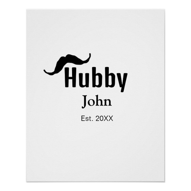 Póster Hubby marido agregar nombre fecha año bigote simpl (Anverso)