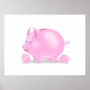 Póster Hucha con los cochinillos