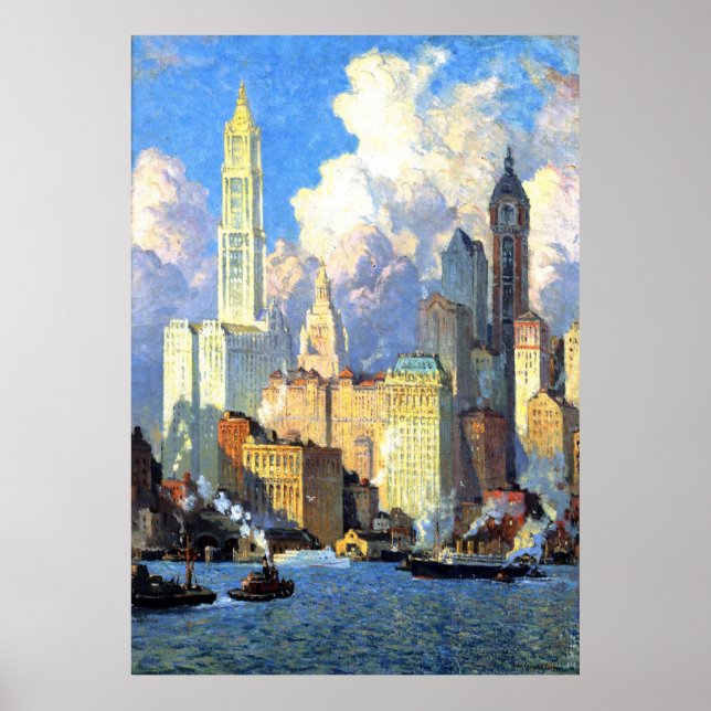 Póster Hudson River Waterfront - Colin Campbell Cooper (Frente)
