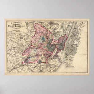 Póster Hudson, Unión, Essex Cos, NJ