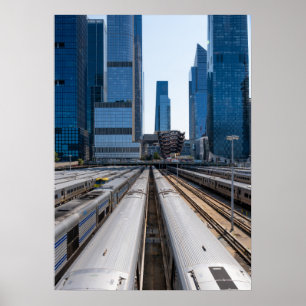 Póster Hudson Yards NYC Trenes de Cercanías y Rascacielos