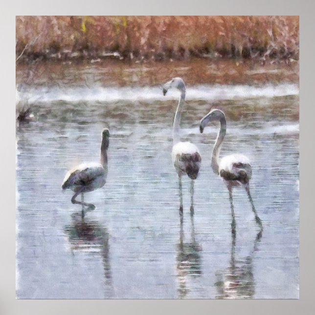 Póster Huelga A Pose Flamingo Watercolor (Frente)