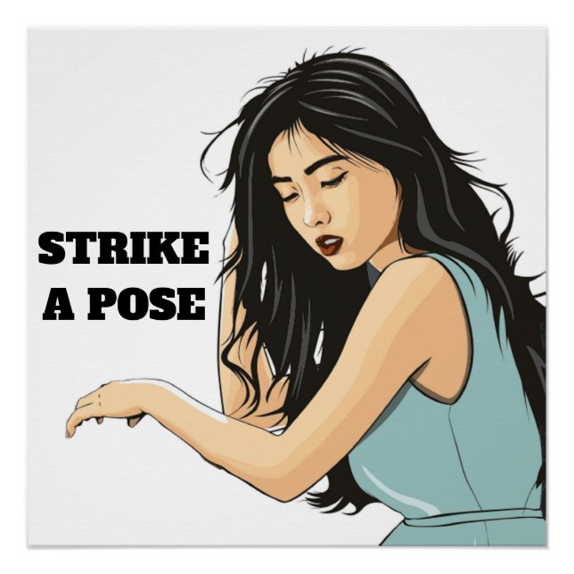 PÓSTER "HUELGA UN POSTE", SEÑORA ASIÁTICA (Anverso)