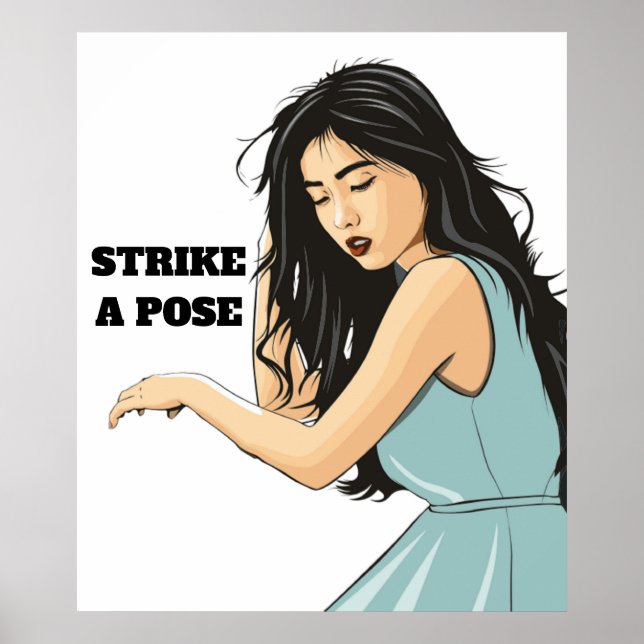 PÓSTER "HUELGA UN POSTE", SEÑORA ASIÁTICA (Frente)