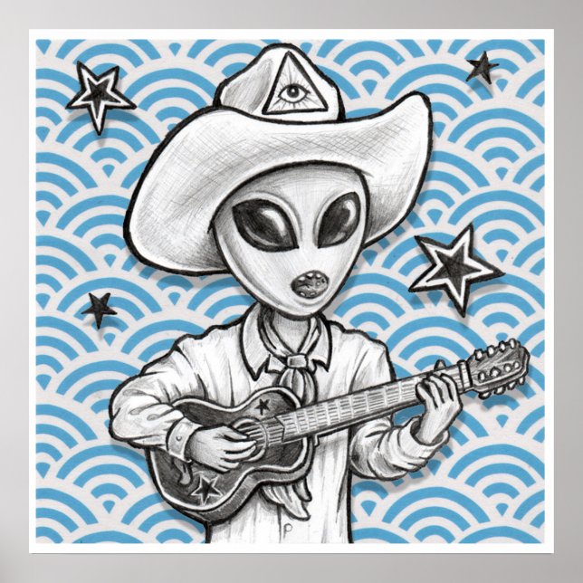 Póster Huella artística de 'The Space Cowboy' -(pop surre (Frente)