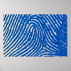 Póster Huella dactilar azul magnificada
