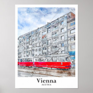 Póster Huella de agua de viajes de Viena