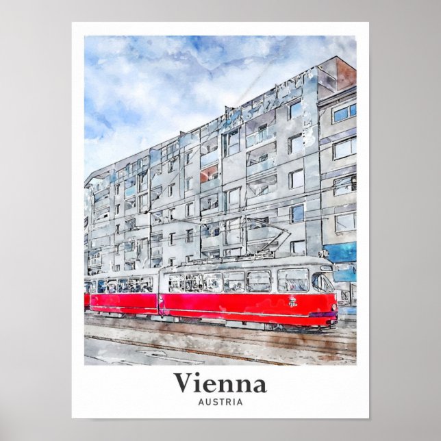 Póster Huella de agua de viajes de Viena (Frente)