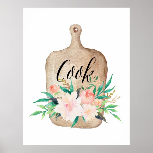 Póster Huella de cocina - Cocina - Floral acuática (Frente)