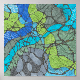 Póster Huella de doodle sobrepasada 8x8in.