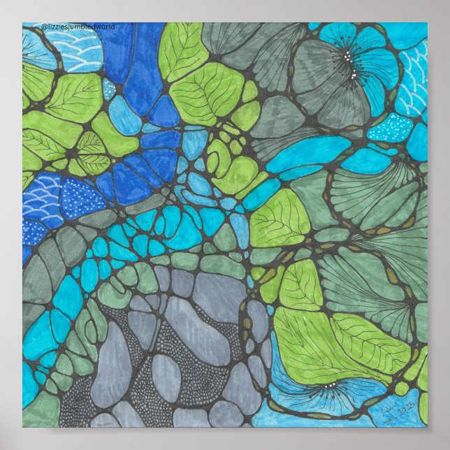 Póster Huella de doodle sobrepasada 8x8in. (Frente)