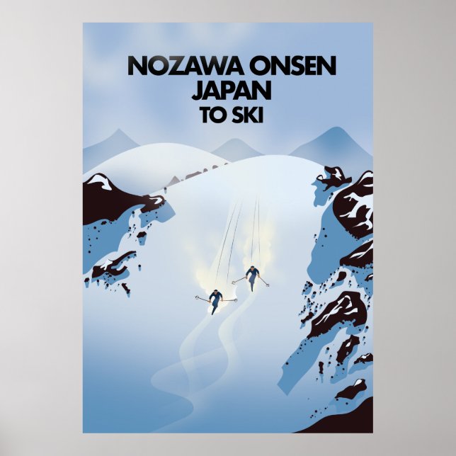Póster Huella de esquí de Nozawa Onsen Japón. (Frente)