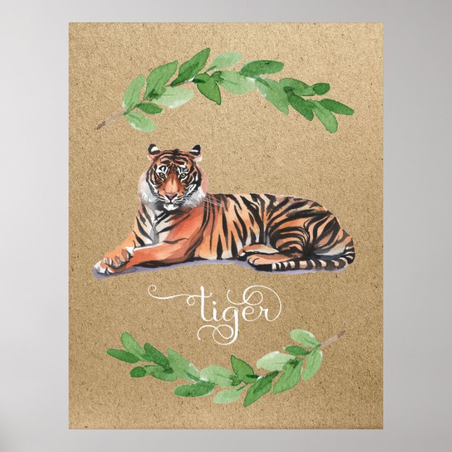 Póster Huella de guardería de safari para tigres (Frente)