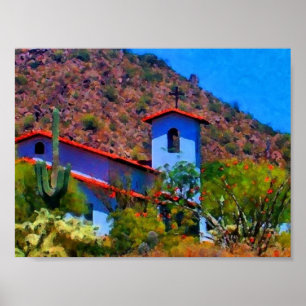 Póster huella de iglesia desierta