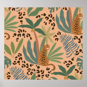 Póster Huella de leopardo de la jungla: patrón sin costur