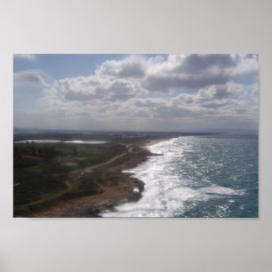 Póster huella de lienzo costero de israel
