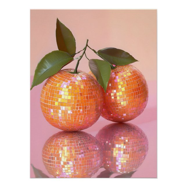 Póster Huella de pared de Naranjas de bola Disco (Anverso)