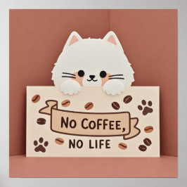 Póster Huella de patita de gato diminuta adorable y grano