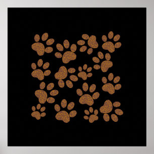 Póster huella de perro en las paredes
