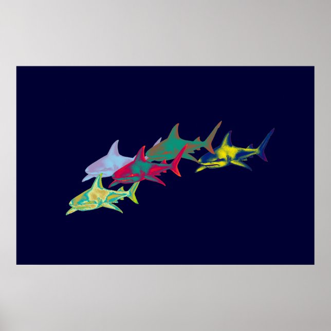 Póster huella decorativa de tiburones (Frente)