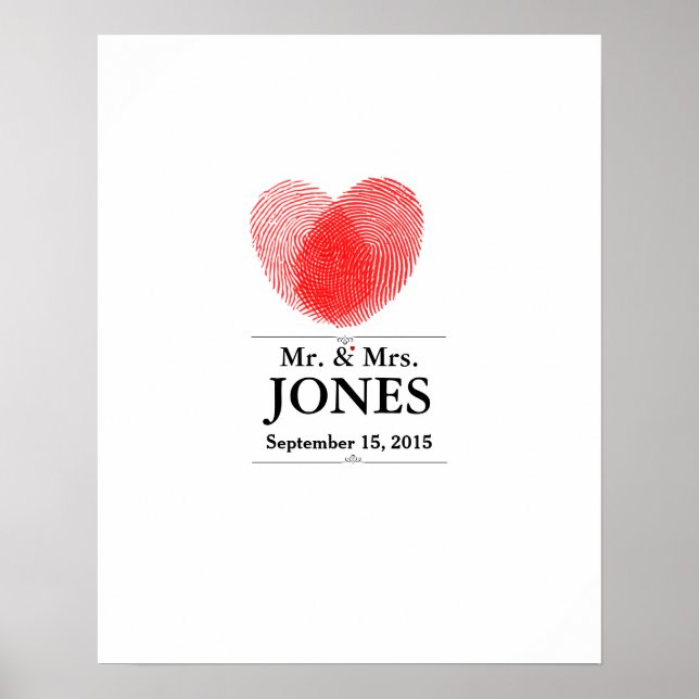 Póster Huella digital de libro de firma de bodas alternat (Frente)