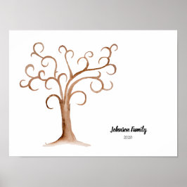 Póster Huella digital del árbol de la unión familiar