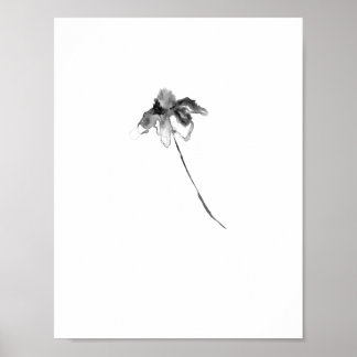 Póster Huella litográfica de tinta de flor