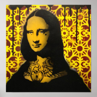 Póster huella poster de mona lisa tatuada