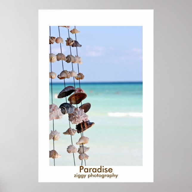 Póster huella poster paraíso de conchas marinas (Frente)