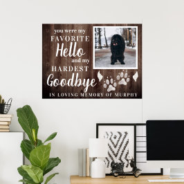 Póster Huella Rústica Personalizada de Mascota Fallecida 