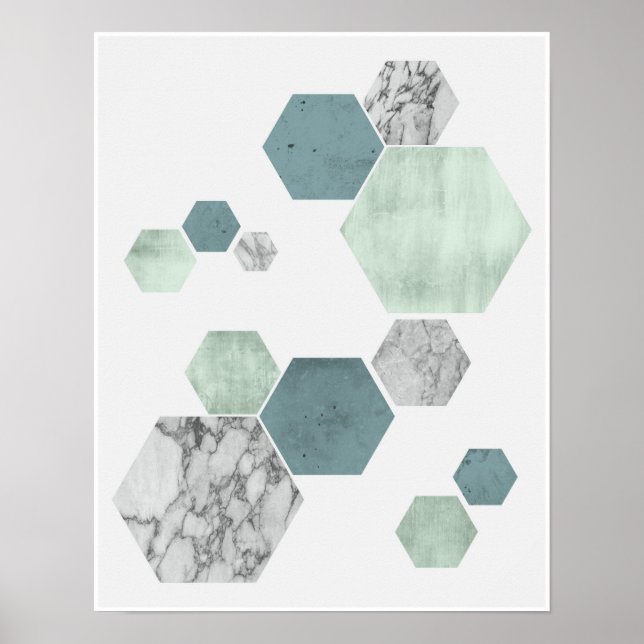 Póster Huellas costeras geométricas, escandinavas impresa (Frente)
