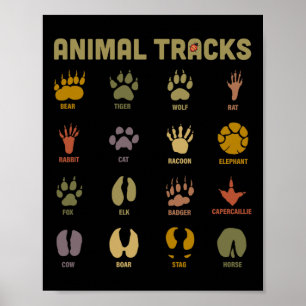 Póster Huellas de animales salvajes para niños pequeños