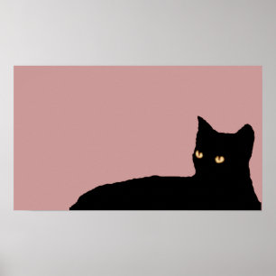 Póster huellas de gatos en la pared
