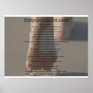 Póster huellas en el poster de arena