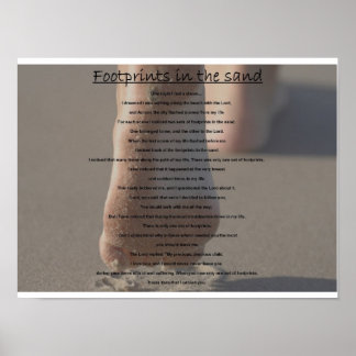 Póster huellas en el poster de arena