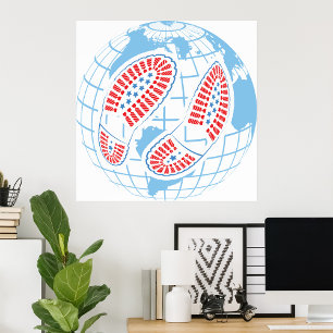 Póster Huellas En Un Poster De Globo