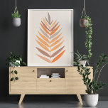 Póster Huellas terrestres neutras minimalistas de la hoja<br><div class="desc">Simple pintura botánica en tonos tierra neutros de naranja,  taupe y durazno.</div>