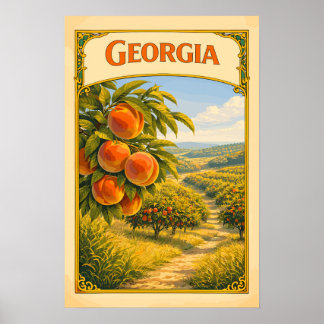 Póster Huerto de melocotones vintage de Georgia