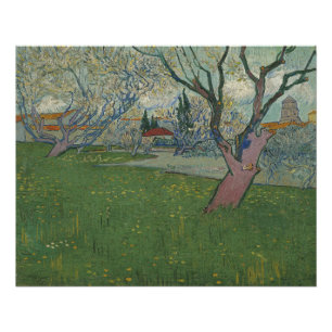 Póster Huertos en flor vista de Arles por Van Gogh
