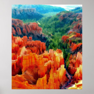 Póster Hues de los hoodoos en el Cañón Bryce NP-Realismo