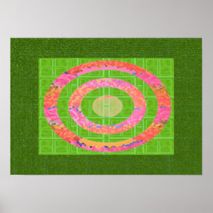 Póster HUEs of Green and Chakra Oval Stainedglass Pink