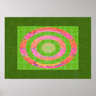 Póster HUEs of Green and Chakra Oval Stainedglass Pink